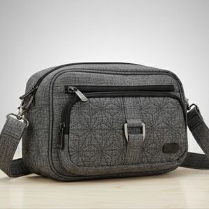 LUG Carousel Dark Gray Crossbody Bag 9.5" L × 5.5" H × 2" W Multiple pockets
